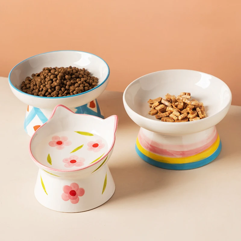 Cat Elevated Ceramic Bowl Pet  - đánh giá và giá Food Snacks To Eat