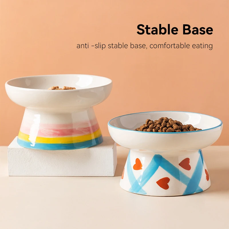 Cat Elevated Ceramic Bowl Pet  - đánh giá và giá Food Snacks To Eat
