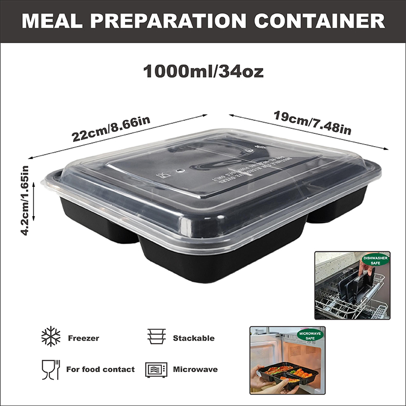 3-Compartment 34 Oz/1000 Ml, 1 - đánh giá và giá Food Prep Snacks
